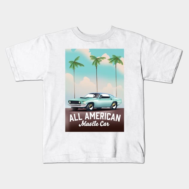 All American Muscle car Kids T-Shirt by nickemporium1